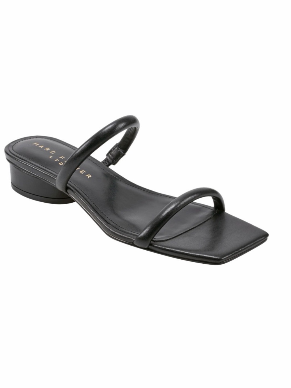 Marc Fisher LTD Black Double Strap Square-Toe Slide Mules Size 8